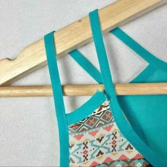 Papaya Y2K Blue & Yellow Printed Sheer Tank Top S - Picture 4 of 5